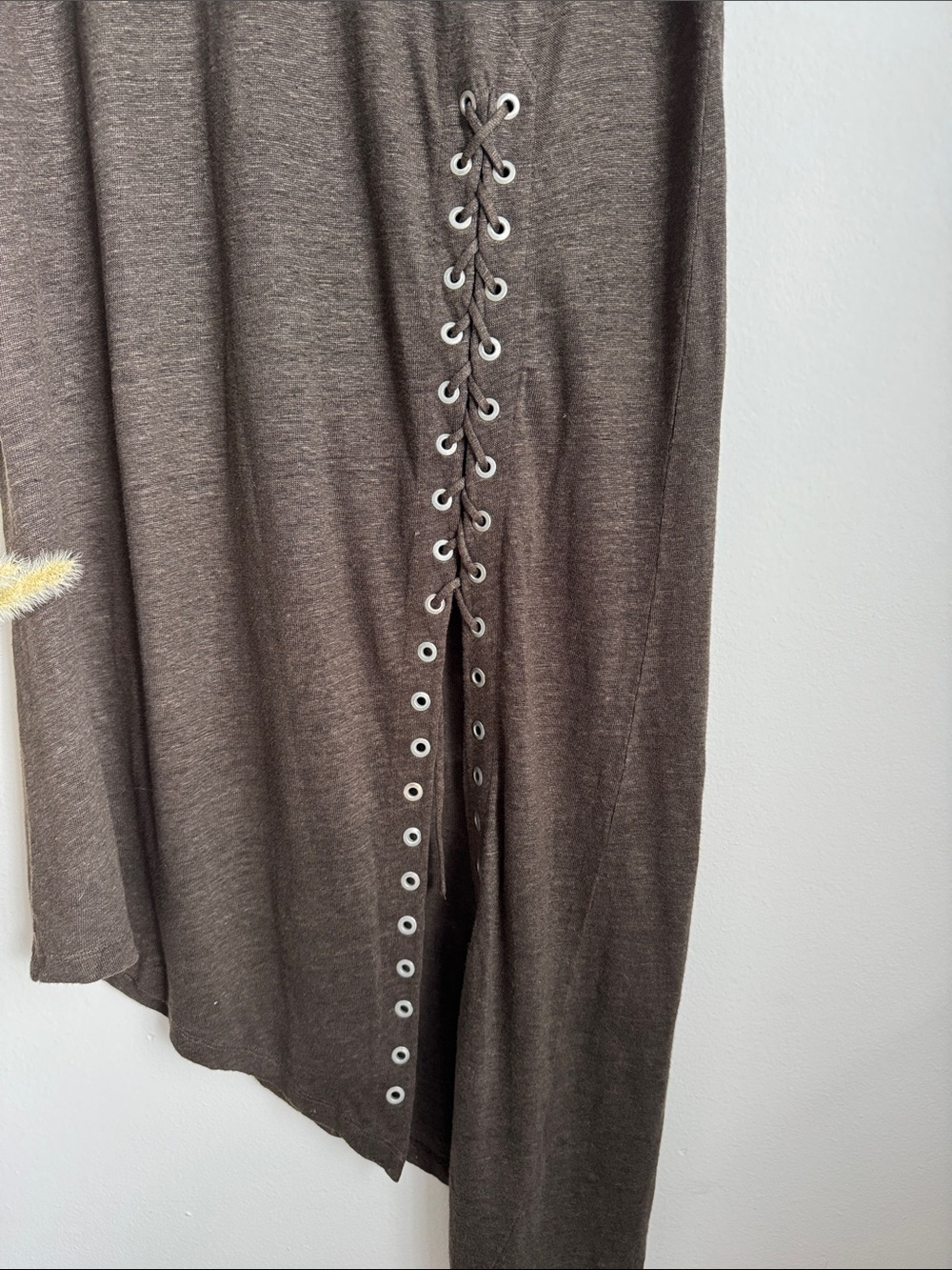 IRO Karossi Asymmetrical Linen Dress Brown Lace-Up Side Slit Sleeveless Size S - Picture 7 of 13